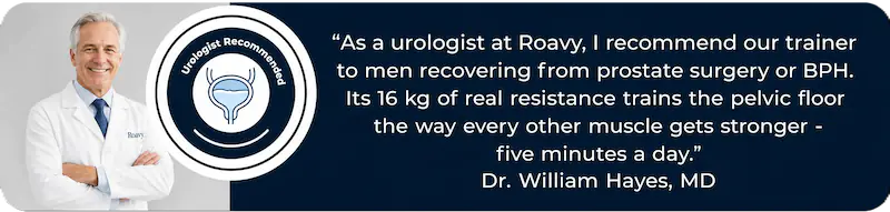 Dr. William, urologist, recommending pelvic floor training for men